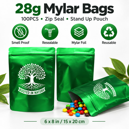 Sacchetti mylar 28g 100pcs - mylar, zip